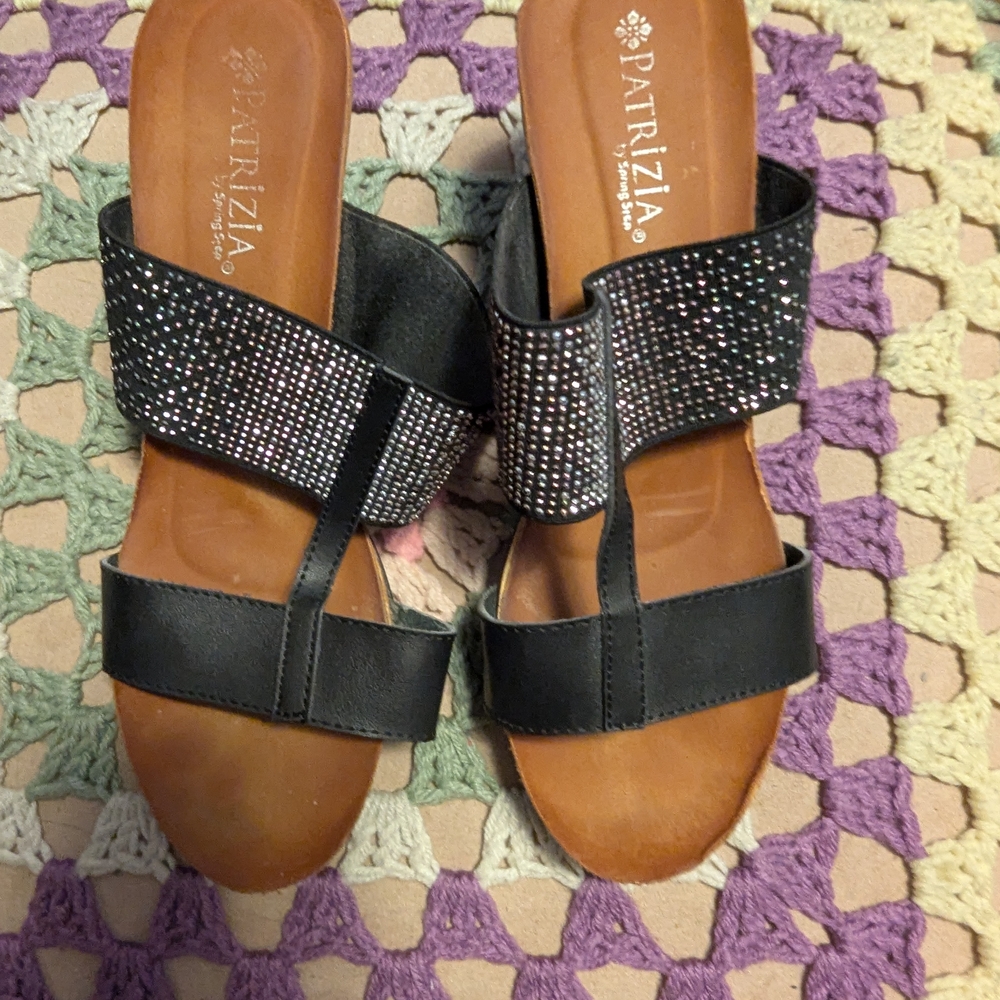 Patrizia Black Rhinestone Sandals